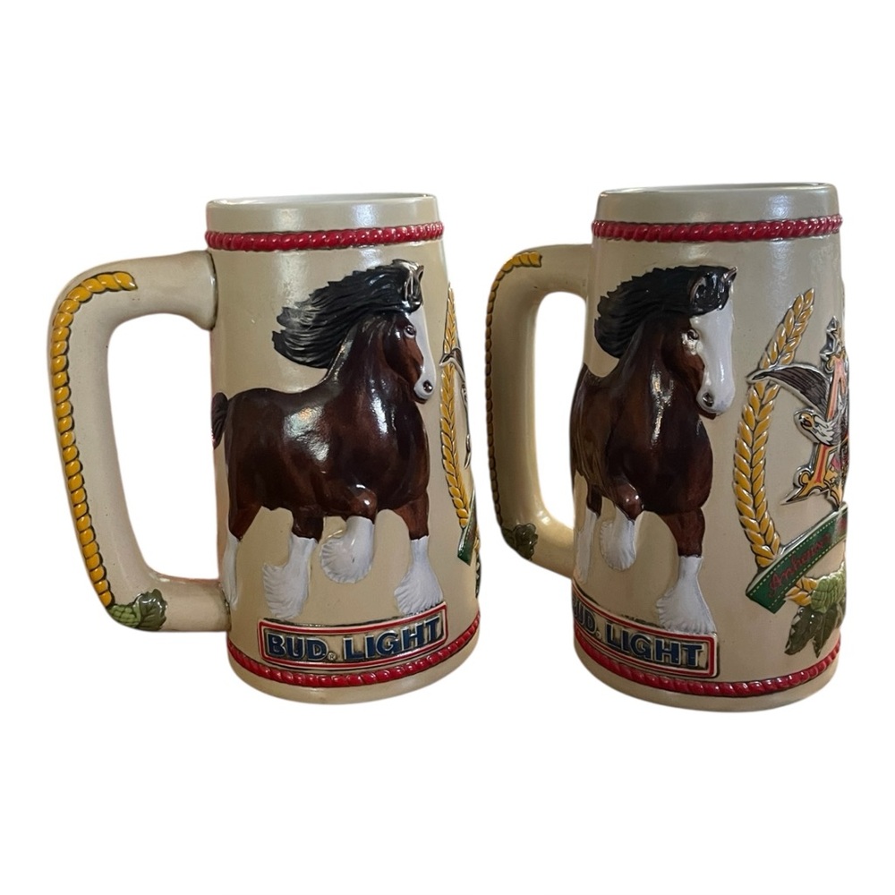 Vintage 1983 Bud Light Beer Baron Clydesdale Stein Mug  Budweiser Anheuser Busch